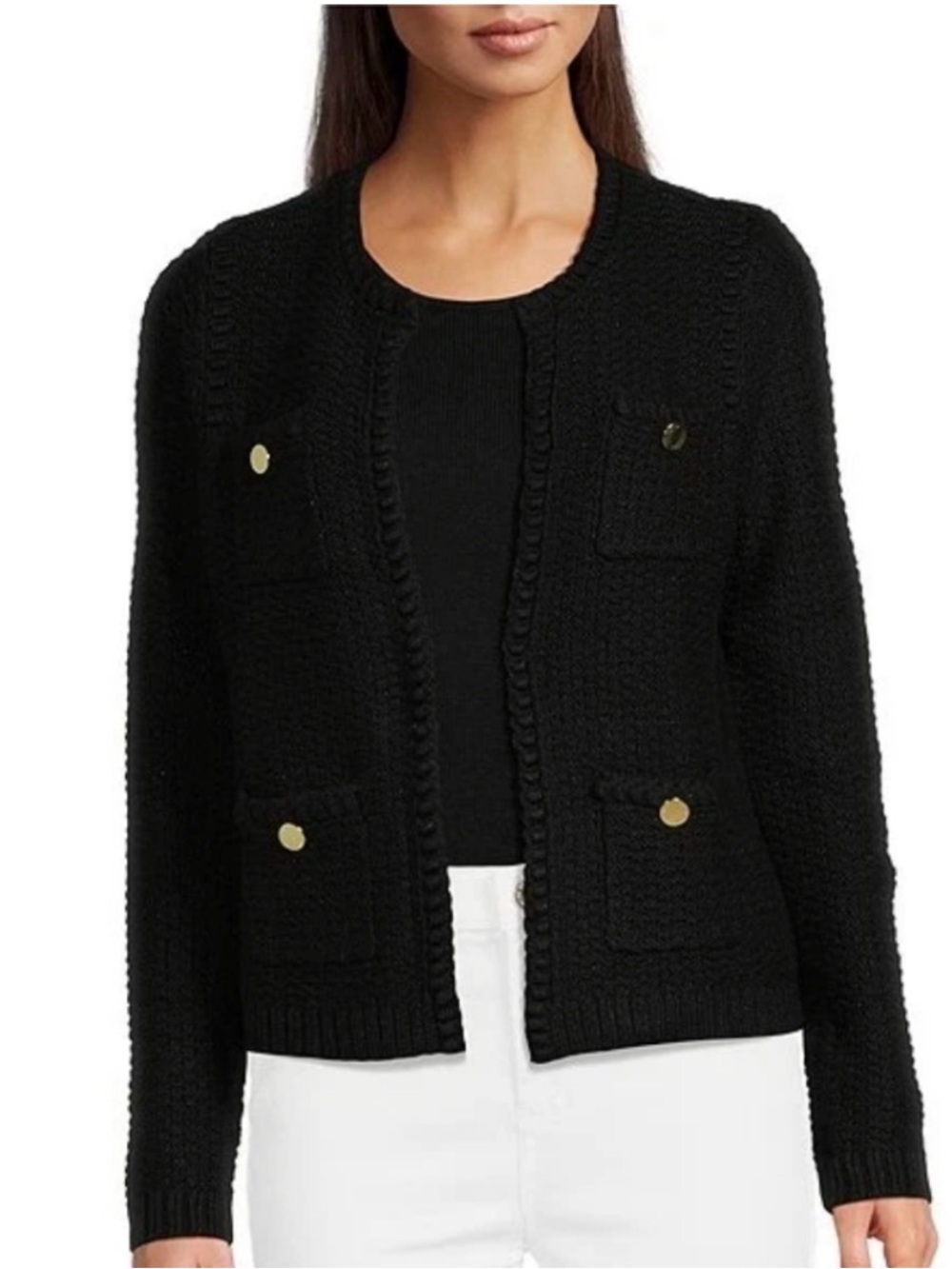 Lilly Pulitzer Kenton Cardigan Sweater Black Metallic